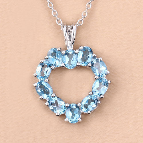 Bids.com 1.90 Carat Genuine Swiss Blue Topaz .925 Sterling Silver Pendant Pendants