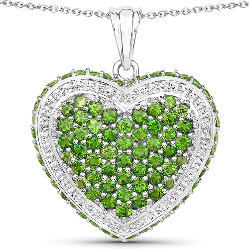 Bids.com 4.62 Carat Genuine Chrome Diopside .925 Sterling Silver Pendant Pendants