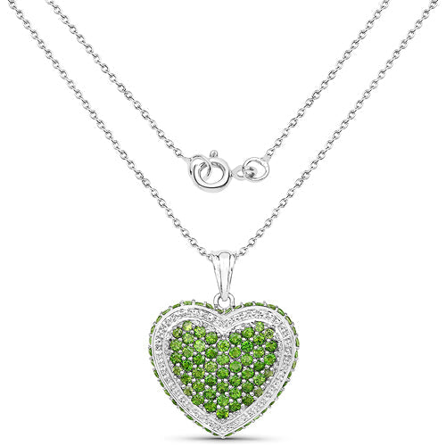 Bids.com 4.62 Carat Genuine Chrome Diopside .925 Sterling Silver Pendant Pendants