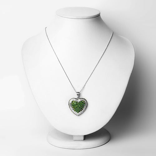 Bids.com 4.62 Carat Genuine Chrome Diopside .925 Sterling Silver Pendant Pendants