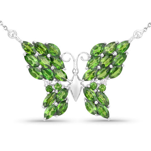 Bids.com 4.88 Carat Genuine Chrome Diopside and White Topaz .925 Sterling Silver Pendant Pendants