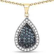 Bids.com 14K Yellow Gold Plated 0.81 Carat Genuine Blue Diamond and White Diamond .925 Sterling Silver Pendant Pendants