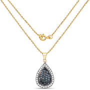 Bids.com 14K Yellow Gold Plated 0.81 Carat Genuine Blue Diamond and White Diamond .925 Sterling Silver Pendant Pendants