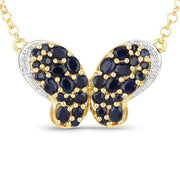 Bids.com 3.83 Carat Genuine Blue Sapphire and White Zircon .925 Sterling Silver Pendant Pendants