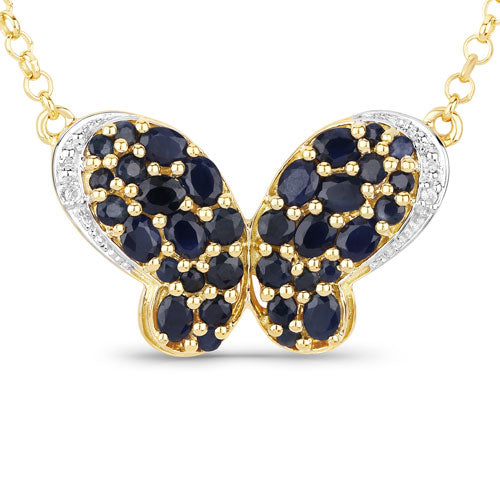 Bids.com 3.83 Carat Genuine Blue Sapphire and White Zircon .925 Sterling Silver Pendant Pendants
