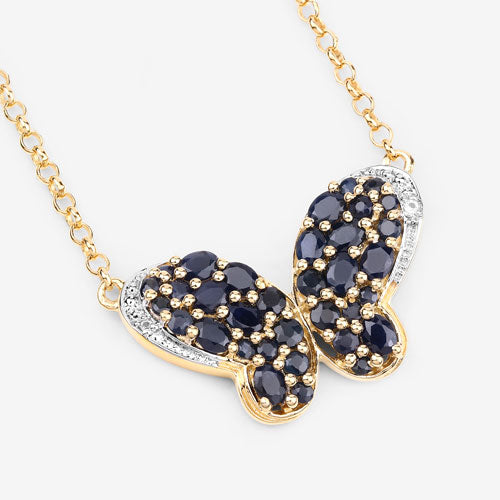 Bids.com 3.83 Carat Genuine Blue Sapphire and White Zircon .925 Sterling Silver Pendant Pendants