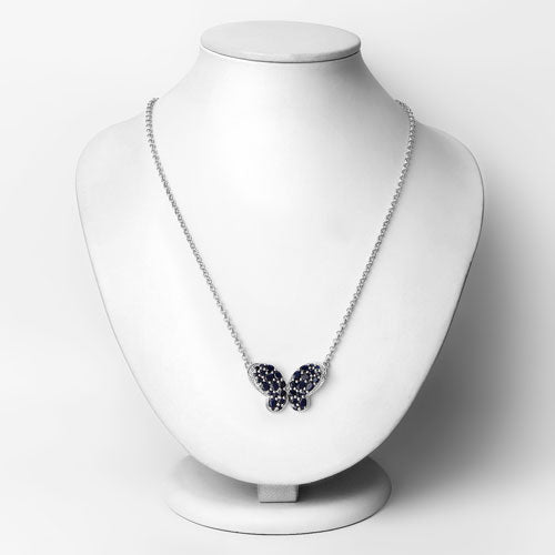Bids.com 3.83 Carat Genuine Blue Sapphire and White Zircon .925 Sterling Silver Pendant Pendants