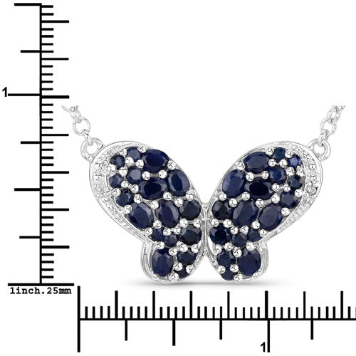 Bids.com 3.83 Carat Genuine Blue Sapphire and White Zircon .925 Sterling Silver Pendant Pendants