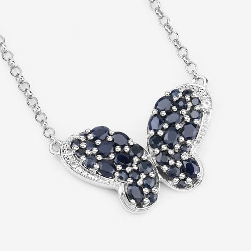 Bids.com 3.83 Carat Genuine Blue Sapphire and White Zircon .925 Sterling Silver Pendant Pendants