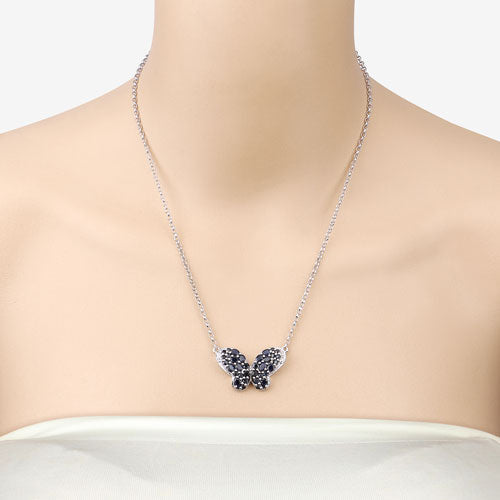 Bids.com 3.83 Carat Genuine Blue Sapphire and White Zircon .925 Sterling Silver Pendant Pendants