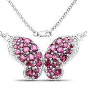 Bids.com 4.15 Carat Genuine Rhodolite and White Topaz .925 Sterling Silver Pendant Pendants