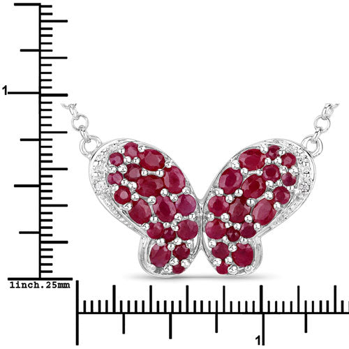 Bids.com 4.15 Carat Genuine Ruby and White Zircon .925 Sterling Silver Pendant Pendants