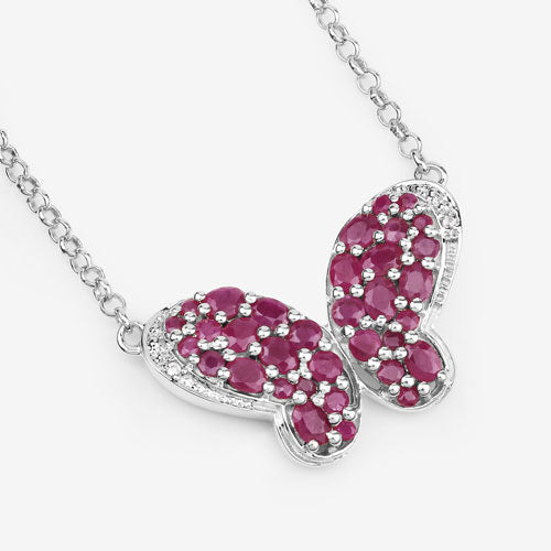 Bids.com 4.15 Carat Genuine Ruby and White Zircon .925 Sterling Silver Pendant Pendants