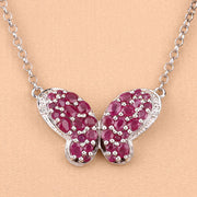 Bids.com 4.15 Carat Genuine Ruby and White Zircon .925 Sterling Silver Pendant Pendants