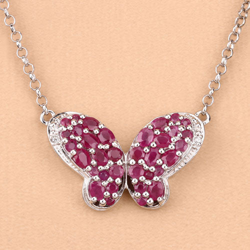 Bids.com 4.15 Carat Genuine Ruby and White Zircon .925 Sterling Silver Pendant Pendants