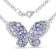 Bids.com 3.31 Carat Genuine Tanzanite & White Topaz .925 Sterling Silver Pendant Pendants