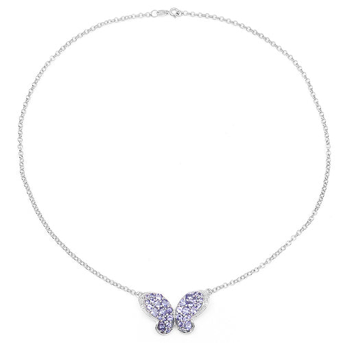 Bids.com 3.31 Carat Genuine Tanzanite & White Topaz .925 Sterling Silver Pendant Pendants