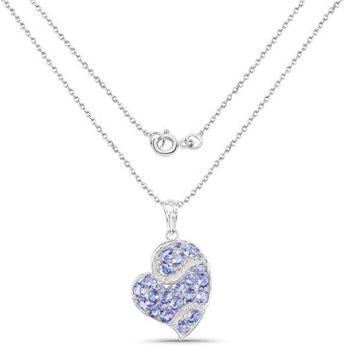 Bids.com 3.40 Carat Genuine Tanzanite and White Topaz .925 Sterling Silver Pendant Pendants