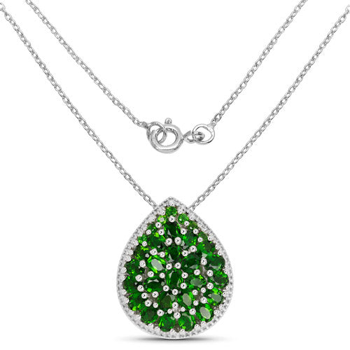 Bids.com 4.65 Carat Genuine Chrome Diopside .925 Sterling Silver Pendant Pendants