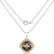 Bids.com 6.17 Carat Genuine Smoky Quartz and Citrine .925 Sterling Silver Pendant Pendants