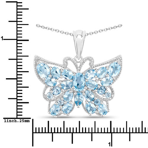 Bids.com 4.84 Carat Genuine Swiss Blue Topaz .925 Sterling Silver Pendant Pendants