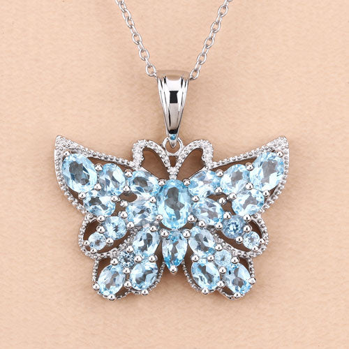 Bids.com 4.84 Carat Genuine Swiss Blue Topaz .925 Sterling Silver Pendant Pendants