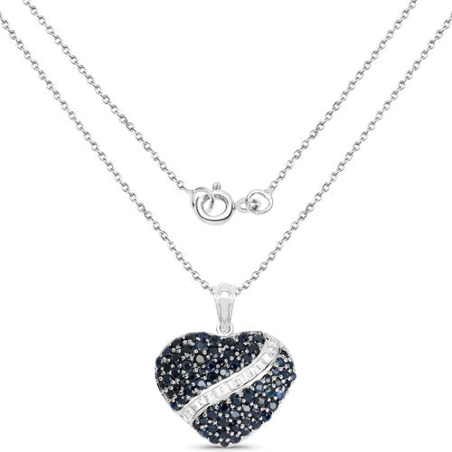 Bids.com 4.60 Carat Genuine Blue Sapphire and White Topaz .925 Sterling Silver Pendant Pendants