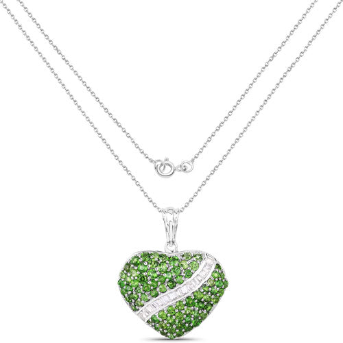 Bids.com 4.51 Carat Genuine Chrome Diopside and White Topaz .925 Sterling Silver Pendant Pendants