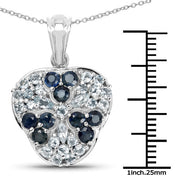 Bids.com 2.73 Carat Genuine Blue Sapphire and Aquamarine .925 Sterling Silver Pendant Pendants