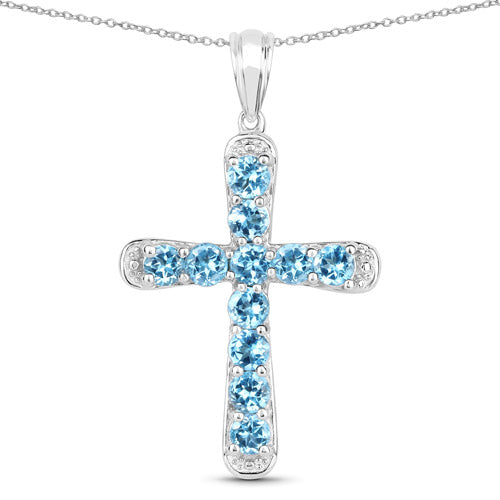 Bids.com 3.85 Carat Genuine Blue Topaz .925 Sterling Silver Pendant Pendants