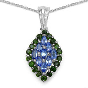 Bids.com 1.40 Carat Genuine Tanzanite and Chrome Diopside .925 Sterling Silver Pendant Pendants