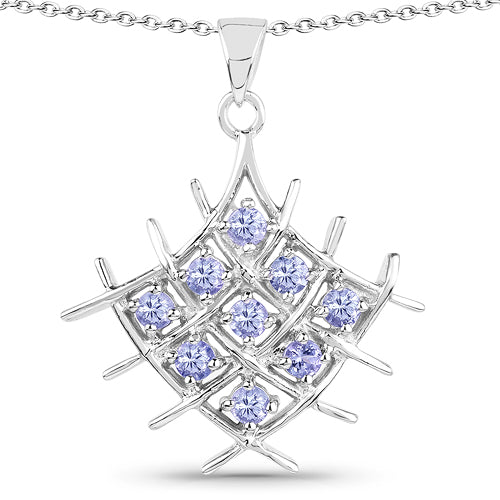 Bids.com 0.90 Carat Genuine Tanzanite .925 Sterling Silver Pendant Pendants