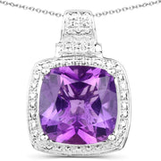 Bids.com 5.85 Carat Genuine Amethyst .925 Sterling Silver Pendant Pendants