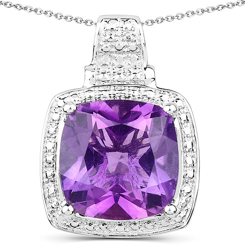 Bids.com 5.85 Carat Genuine Amethyst .925 Sterling Silver Pendant Pendants