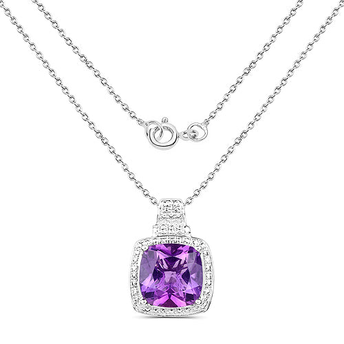 Bids.com 5.85 Carat Genuine Amethyst .925 Sterling Silver Pendant Pendants