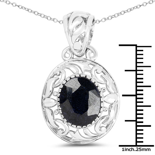 Bids.com 5.94 Carat Dyed Sapphire .925 Sterling Silver Pendant Pendants