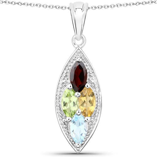 Bids.com 2.35 Carat Genuine Multi Stones .925 Sterling Silver Pendant Pendants
