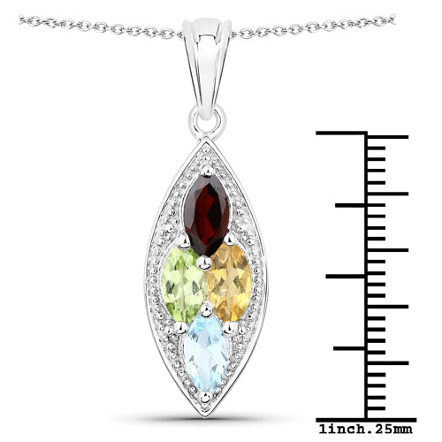 Bids.com 2.35 Carat Genuine Multi Stones .925 Sterling Silver Pendant Pendants