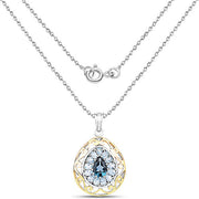 Bids.com 18K Yellow Gold Plated 4.44 Carat Genuine London Blue Topaz and Blue Topaz .925 Sterling Silver Pendant Pendants