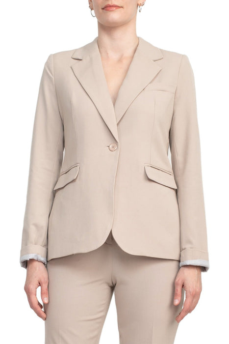 Philosophy Lapel Collar Rolled Long Sleeve Detail Single Button with Flap Pockets Woven Blazer by Curated Brands