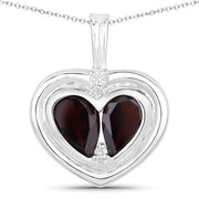 Bids.com 2.66 Carat Genuine Garnet and White Topaz .925 Sterling Silver Pendant Pendants