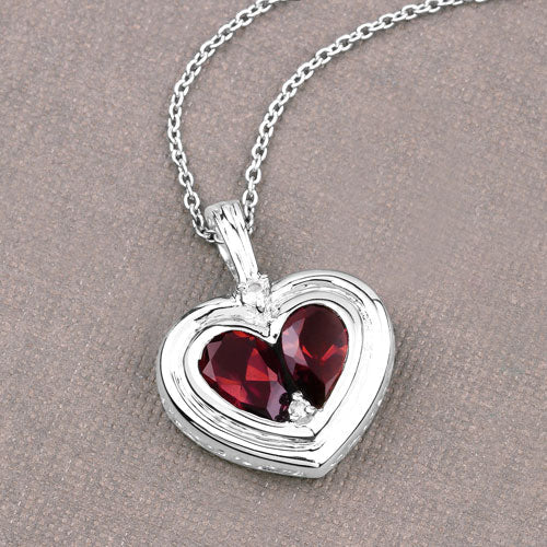 Bids.com 2.66 Carat Genuine Garnet and White Topaz .925 Sterling Silver Pendant Pendants