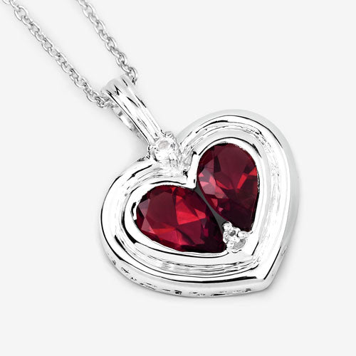 Bids.com 2.66 Carat Genuine Garnet and White Topaz .925 Sterling Silver Pendant Pendants
