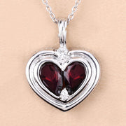 Bids.com 2.66 Carat Genuine Garnet and White Topaz .925 Sterling Silver Pendant Pendants