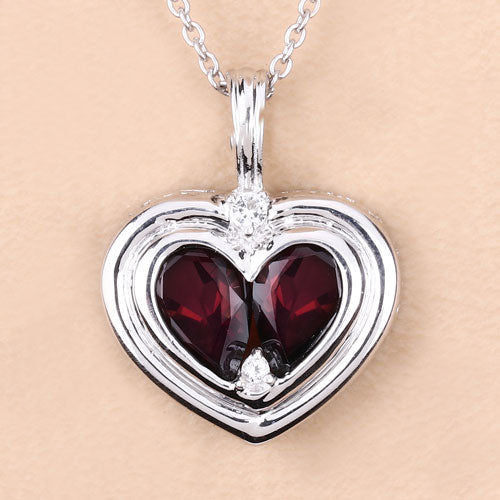 Bids.com 2.66 Carat Genuine Garnet and White Topaz .925 Sterling Silver Pendant Pendants