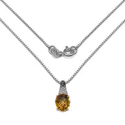 Bids.com 4.50 Carat Genuine Citrine, Champagne Diamond & White Diamond .925 Sterling Silver Pendant Pendants