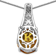 Bids.com 4.50 Carat Genuine Citrine, Champagne Diamond & White Diamond .925 Sterling Silver Pendant Pendants