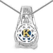 Bids.com 4.94 Carat Genuine Swiss Blue Topaz, Blue Diamond & White Diamond .925 Sterling Silver Pendant Pendants