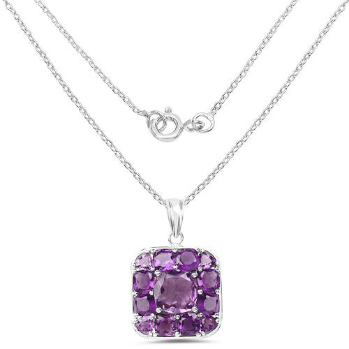 Bids.com 8.20 Carat Genuine Amethyst .925 Sterling Silver Pendant Pendants