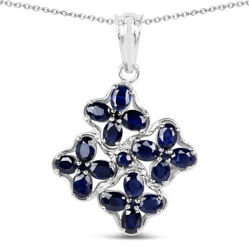 Bids.com 3.68 Carat Genuine Blue Sapphire .925 Sterling Silver Pendant Pendants